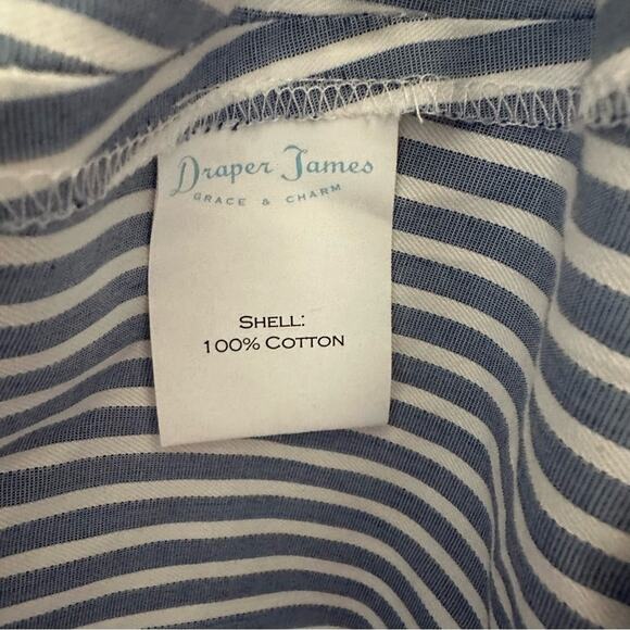 Draper James Striped Embroidered Faux Wrap Dress - Picture 7 of 9